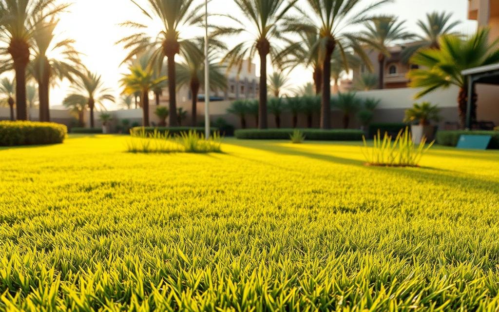 عامل تنسيق حدائق يقوم بترتيب نباتات في فناء منزل بحي النرجس بالرياض